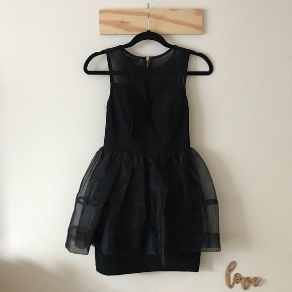 Windsor Black Semi-Sheer Poofy Dress - Picture 1 of 8